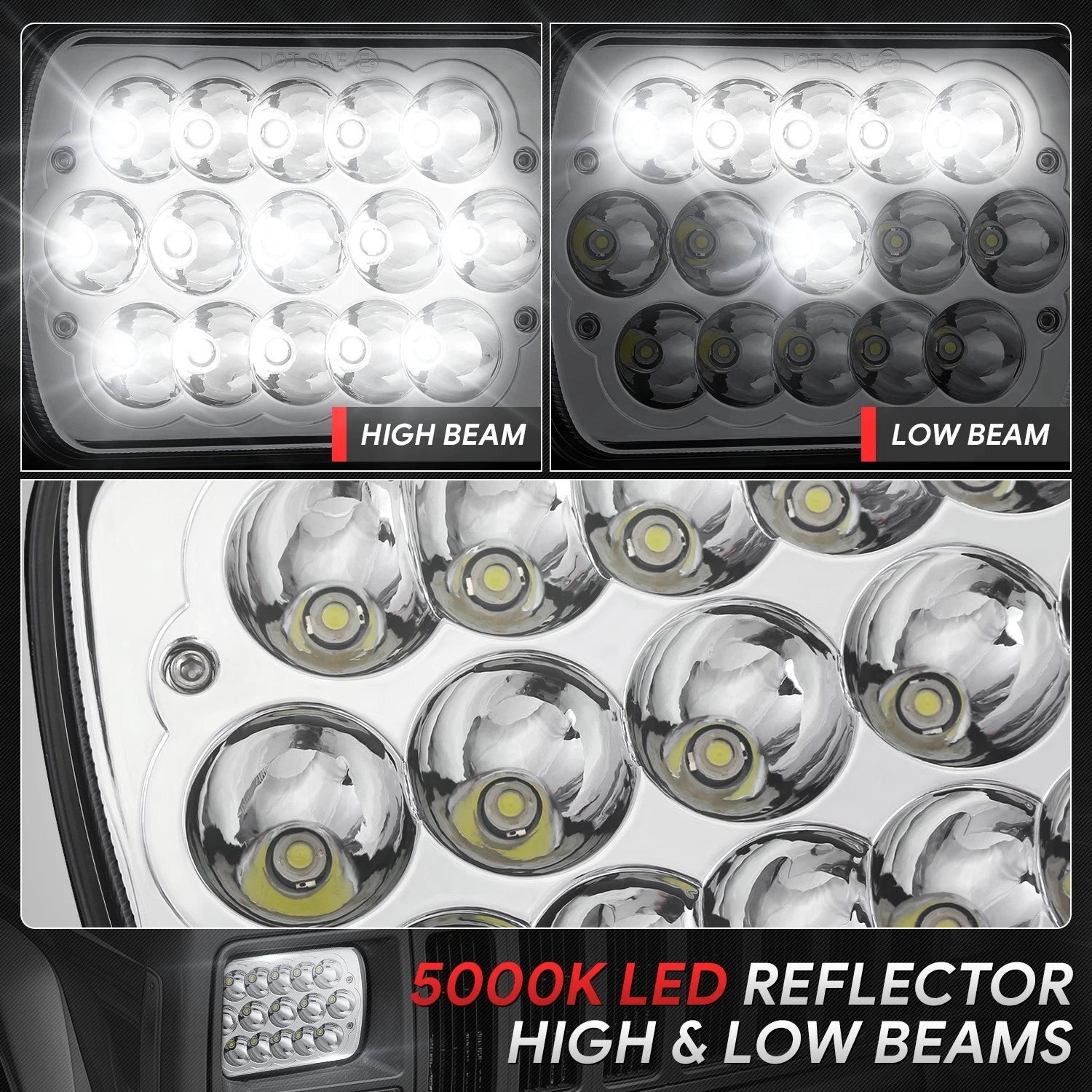 Chrome Clear LED Headlight Assembly for Express Savana 2500 3500 E-350 (1984–2020)