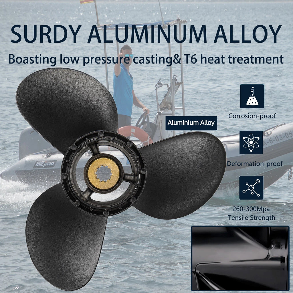 9 1/4x10 Boat Propeller 10 Spline for Suzuki 8-20HP (58100-90L60-019)