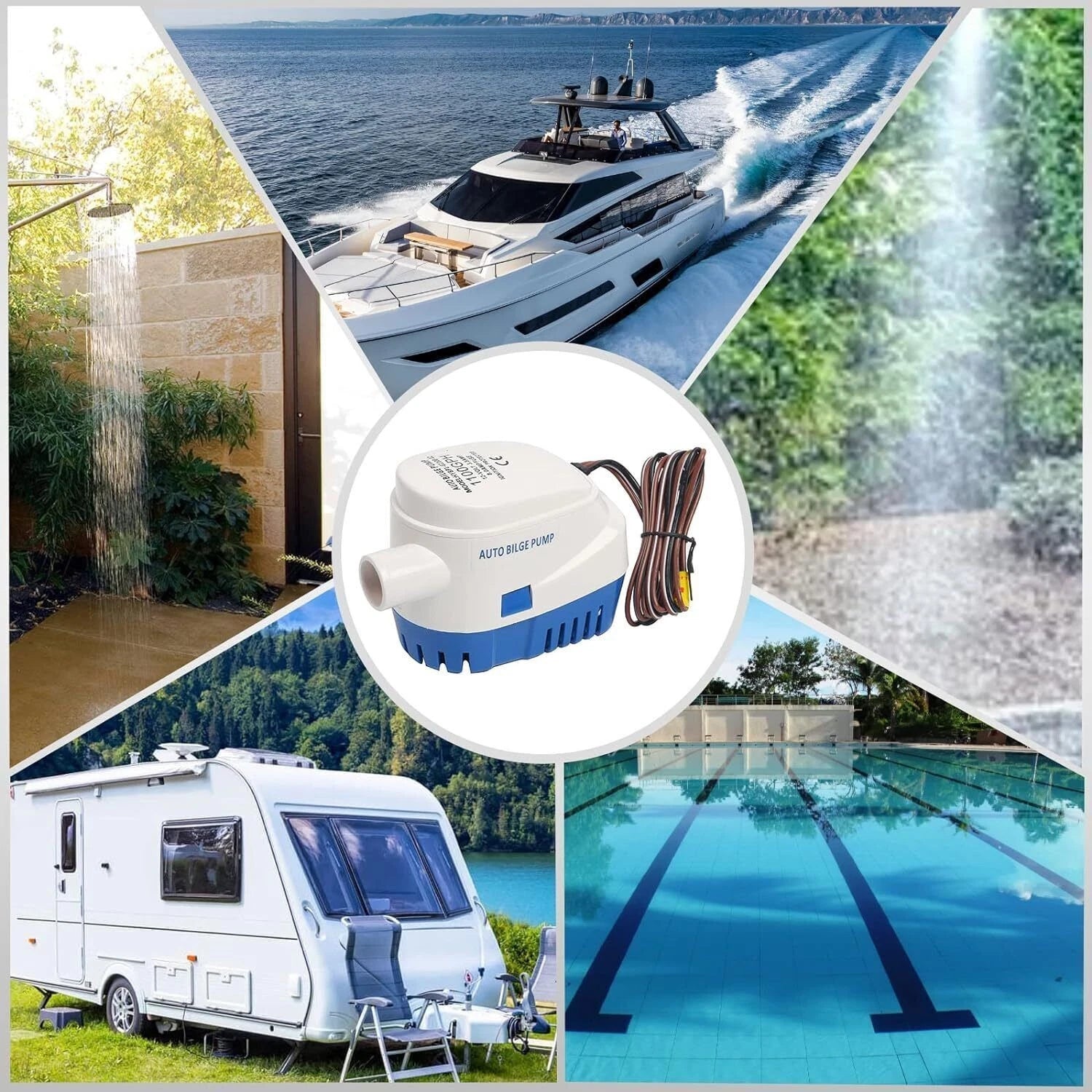 12V 1100GPH Automatic Submersible Bilge Water Pump with Float Switch (ID 29mm)