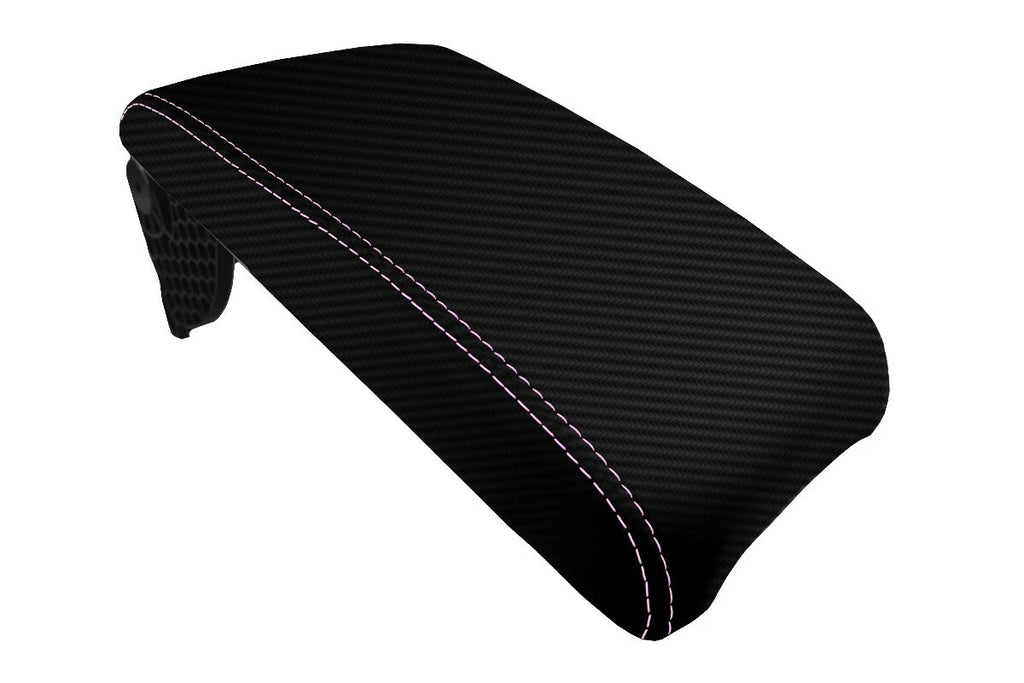 Console Lid Armrest Cover for Toyota Camry (2012–2017) Carbon Fiber Pink Stitch