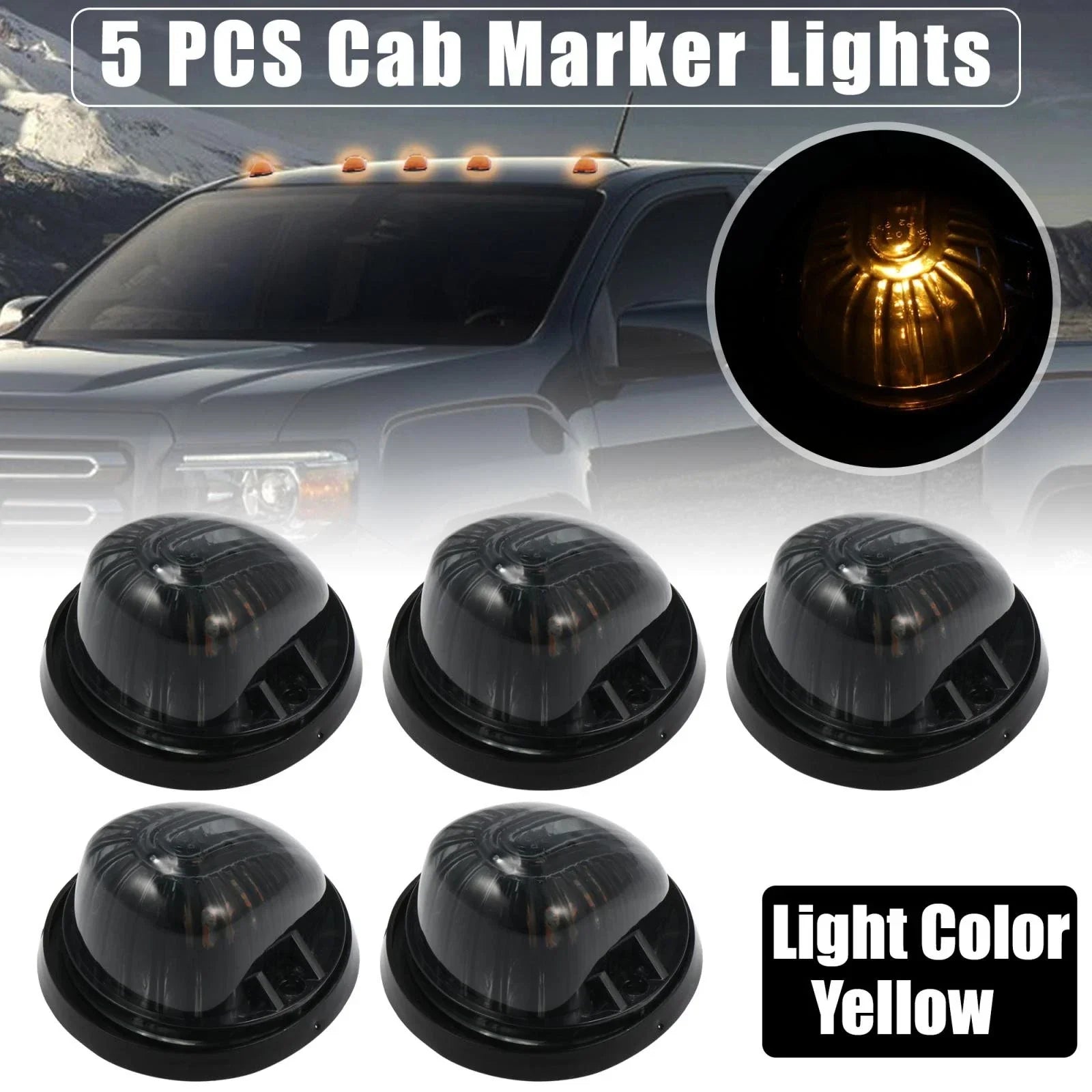 5 x Smoked Black Cab Marker Light Covers for GMC C1500 (1979-1984, 1986)