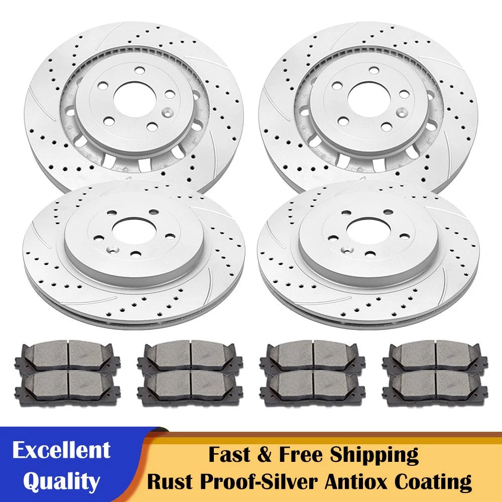 Drilled Rotor Brake Pad Kit for Ford Explorer Flex Lincoln MKS MKT (YYYY–YYYY)
