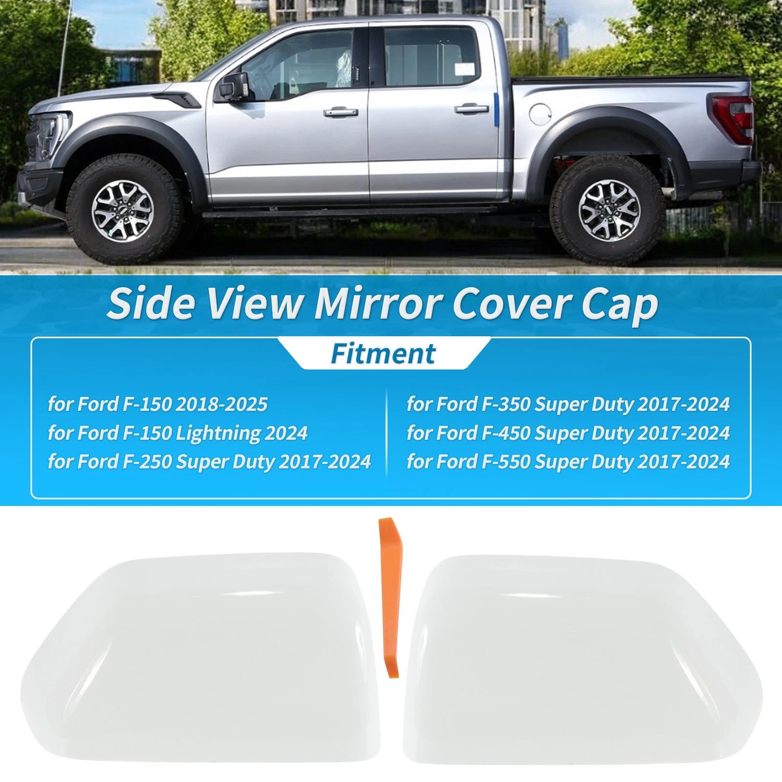 2Pcs Door Mirror Cap Cover for Ford F250 F350 Super Duty (2017–2024)