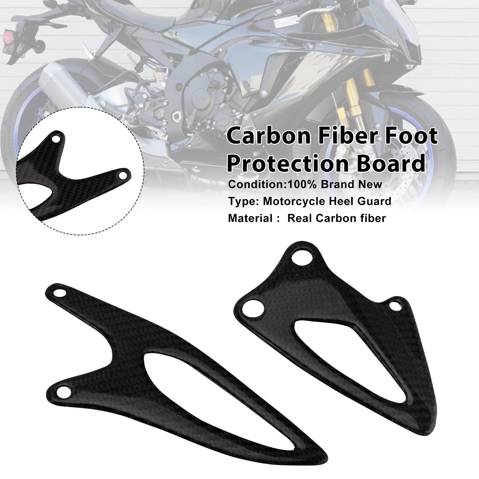 Real Carbon Fiber Foot Protection Board for Yamaha YZF R1 R1M (2020–2025)