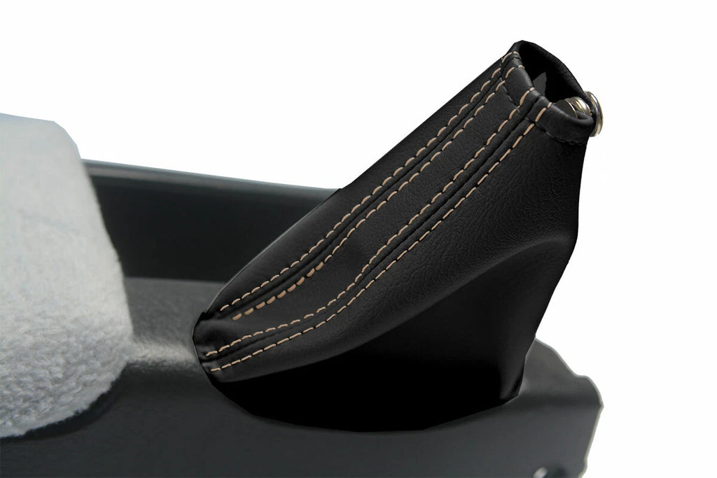 E Brake Boot Cover for Nissan Skyline R32 (1989–1993) Black Beige Stitch