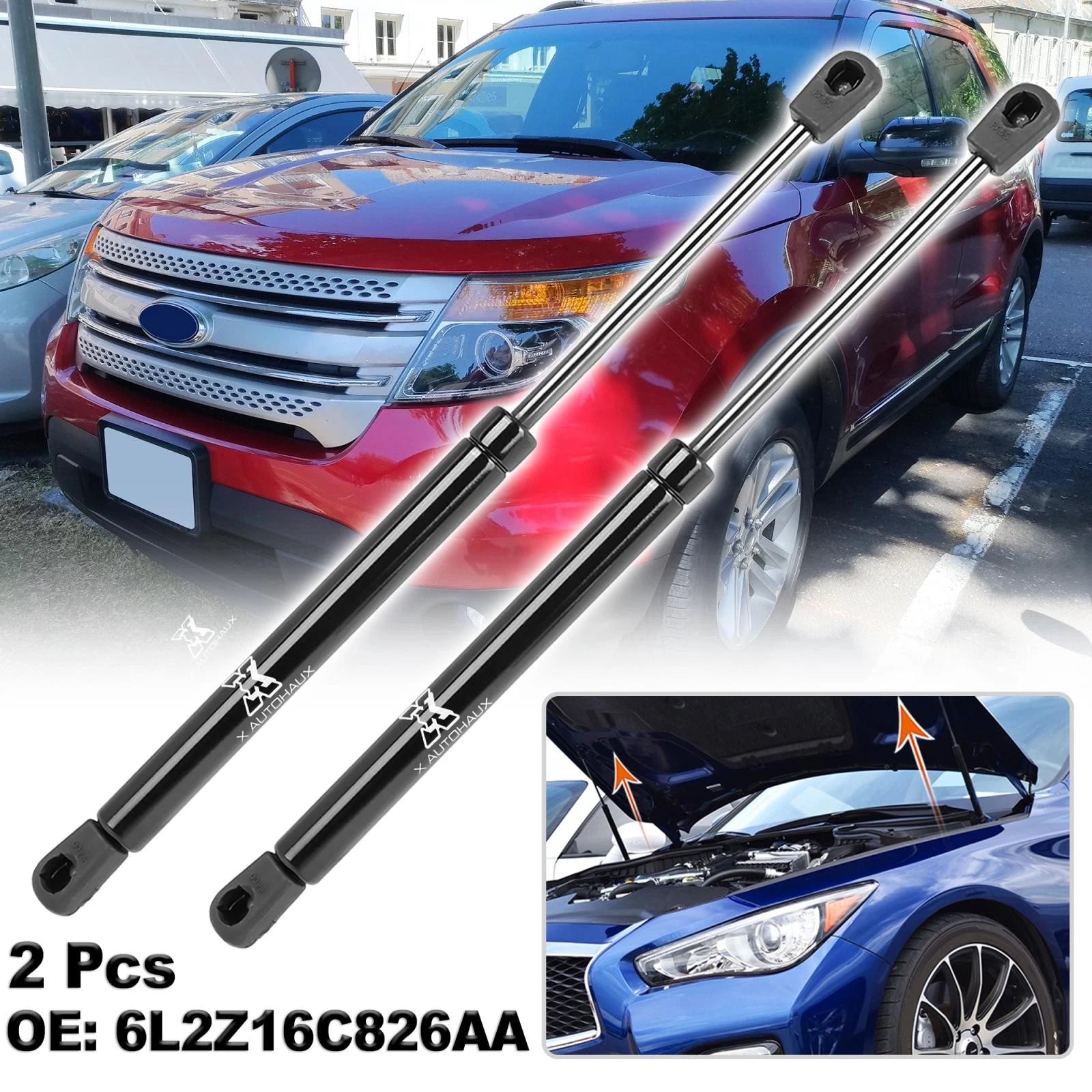 2X Front Hood Lift Supports Struts 6L2Z16C826AA for Ford Explorer (2002–2010)