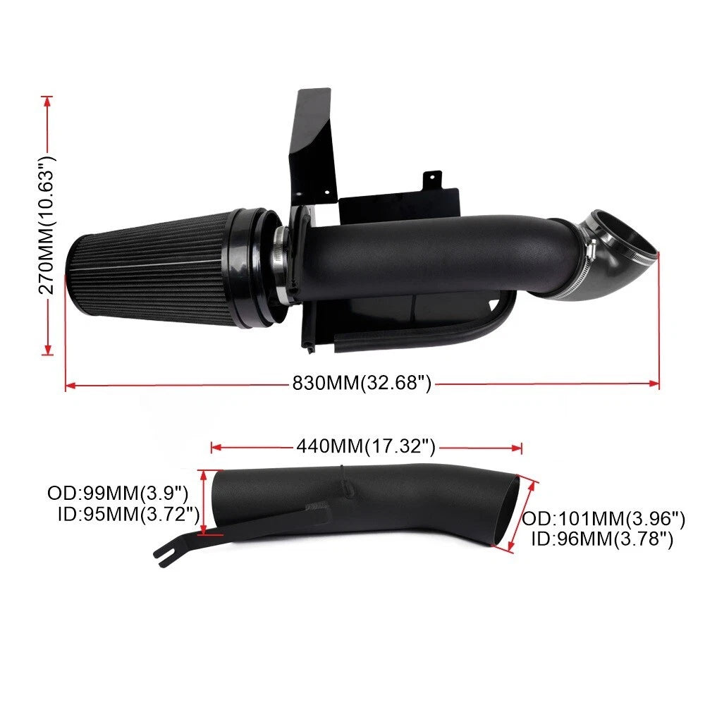 4" Black Cold Air Intake Kit for GMC Chevy V8 (1999–2006)