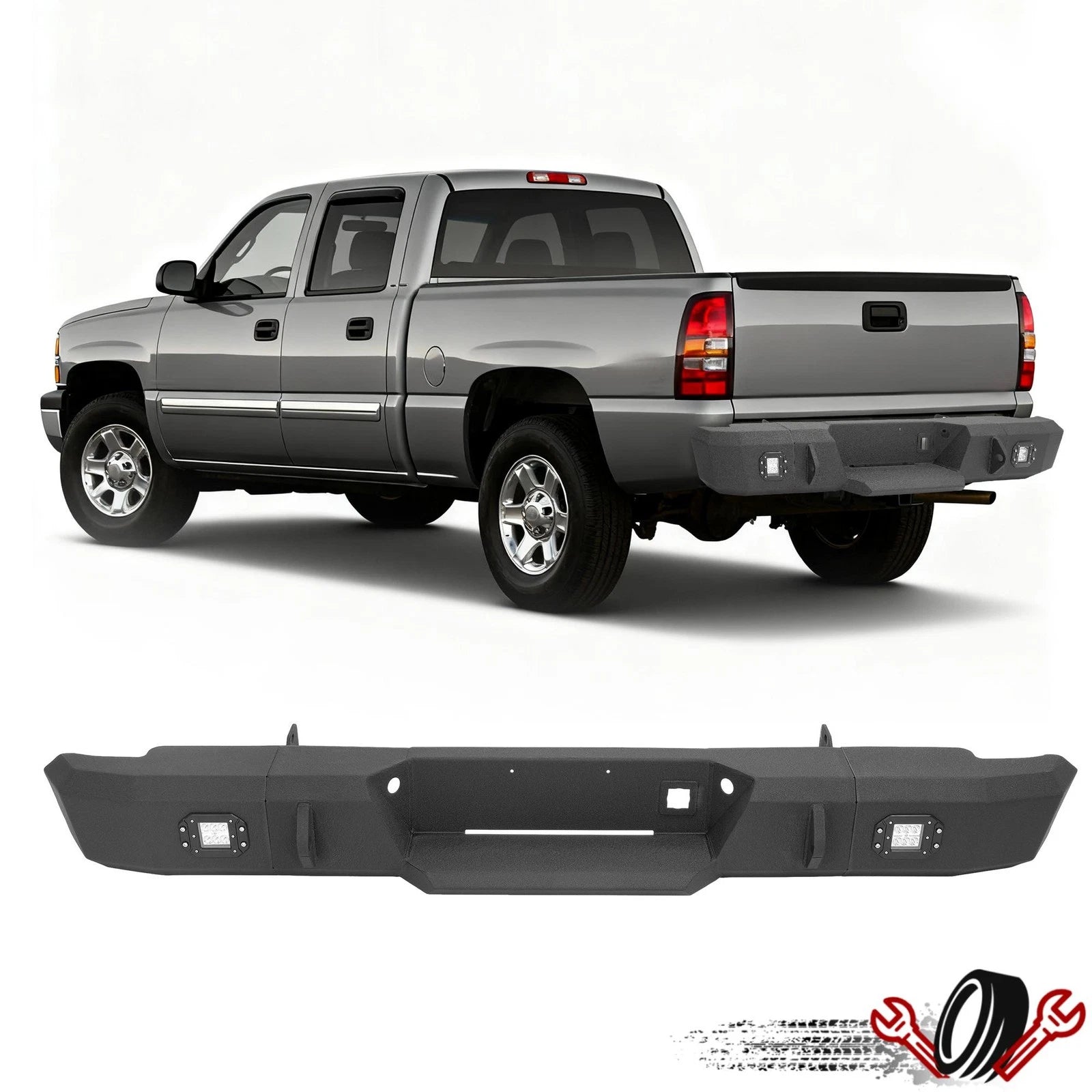 Complete Black Rear Bumper with LED Light for Chevrolet Silverado 1500 (1999–2006)