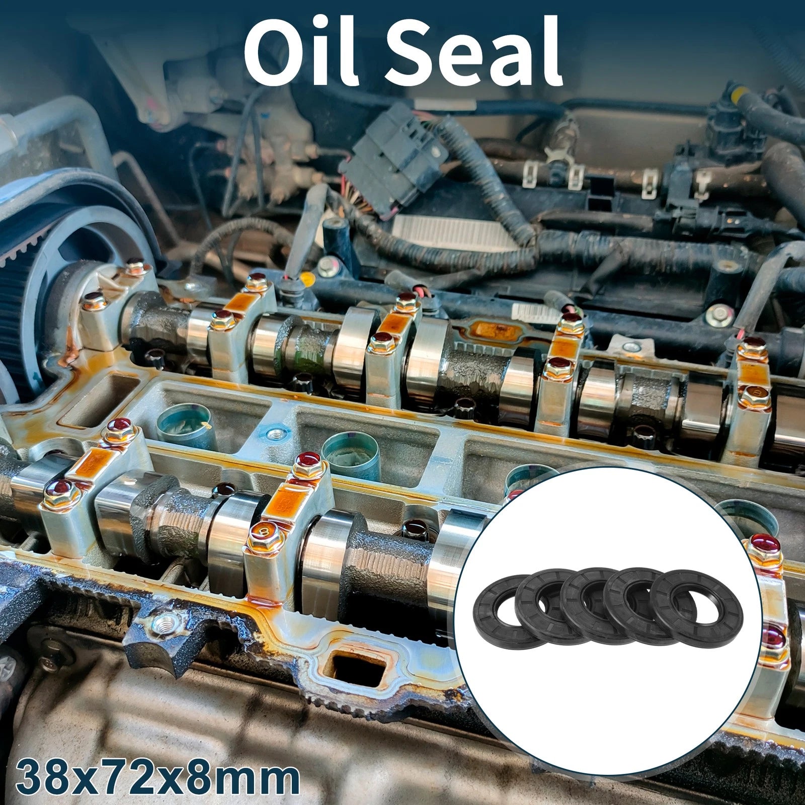 Set of 5 Oil Seal Rotary Shaft Seal NBR Rubber 38x72x8mm