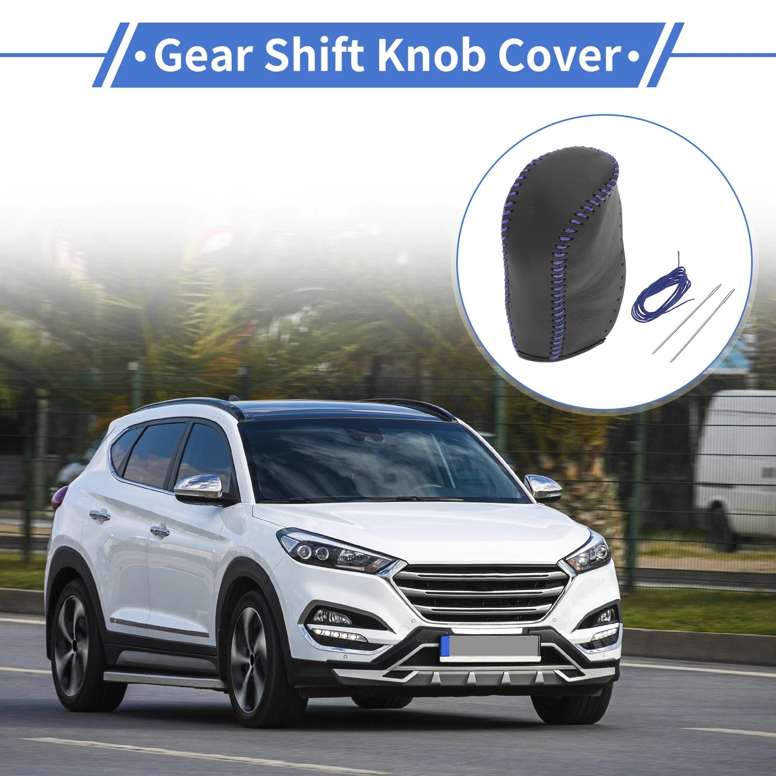 1 Pc Gear Shift Knob Cover for Hyundai Tucson (2010–2013) Black Blue