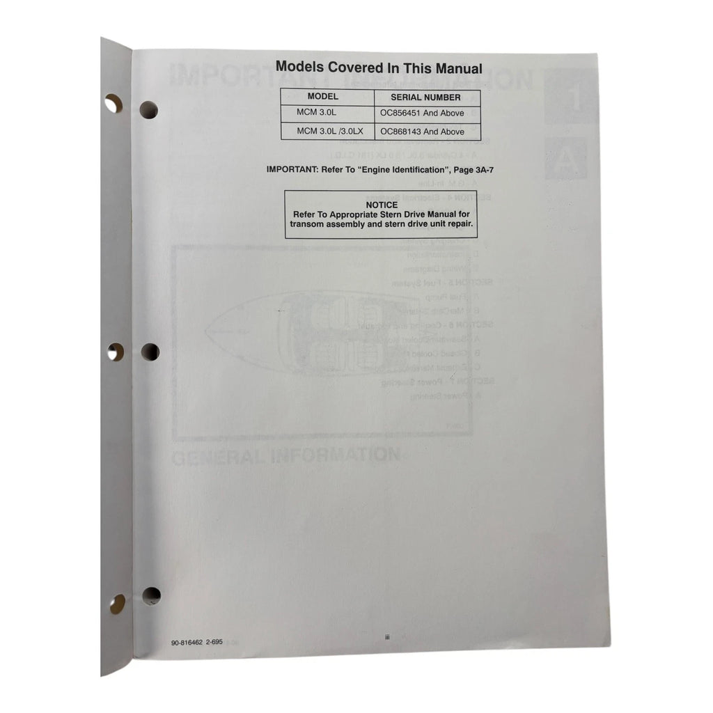 Service Manual #13 for Mercruiser GM 4 Cylinder Marine Engines (1995)