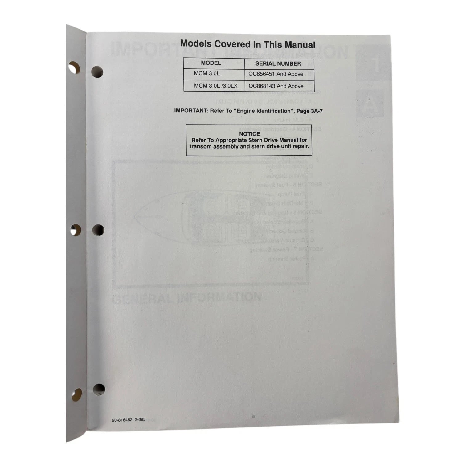 Service Manual #13 for Mercruiser GM 4 Cylinder Marine Engines (1995)
