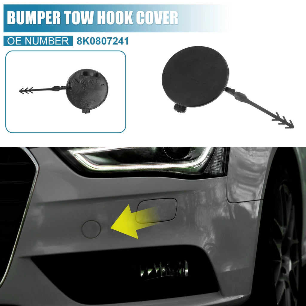 Front Bumper Tow Hook Cover 8K0807241 for Audi A4 (2009–2012) Black