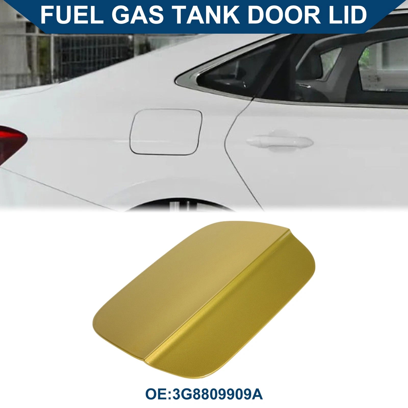 Fuel Tank Door Cap for Volkswagen CC (2019–2021) Fuel Filler Flap Cover Gold Tone