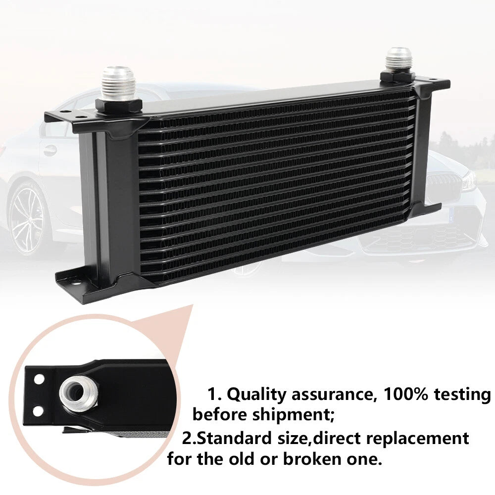 15 Row Aluminum Engine Transmission Oil Cooler Kit for Universal Applications