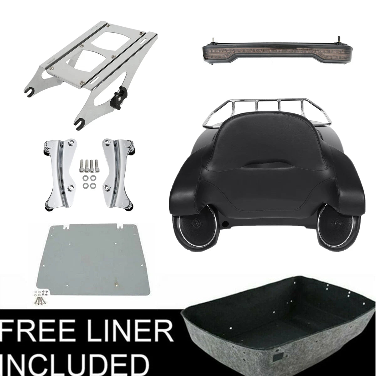 Trunk Backrest Rack Speakers for Harley Touring Road Glide (2014–2023)