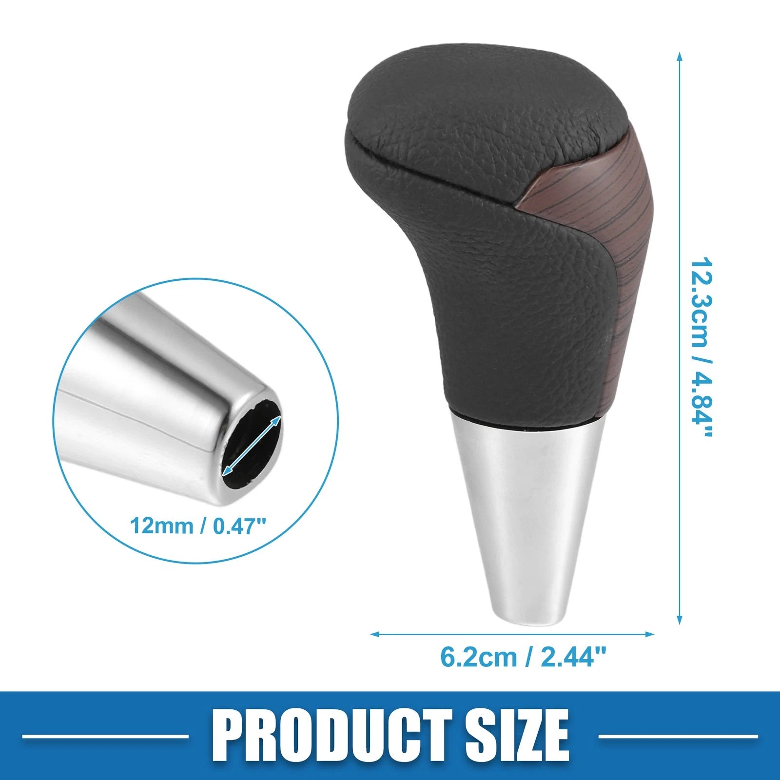 Automatic Gear Shift Knob for Toyota (Wood Grain, Black Faux Leather)