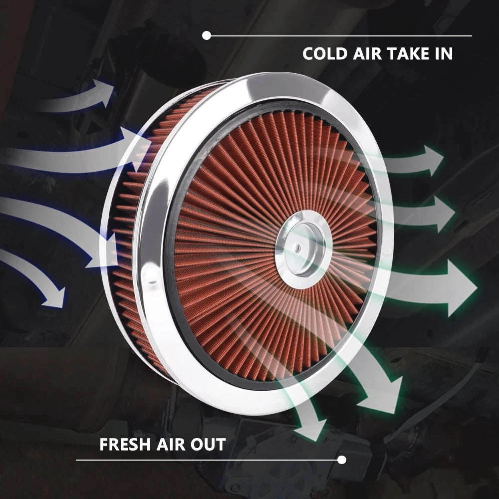 High Flow Washable Air Cleaner Kit for SBC BBC (14" x 3")