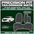 Full Set Front & Rear Custom Fit Moulded Rubber Floor Mats for Mazda BT-50 TF