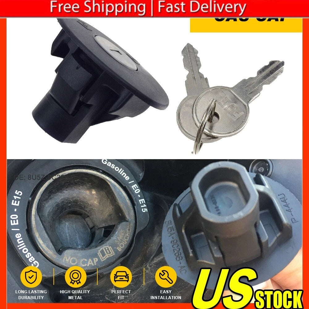 Locking Gas Fuel Tank Cap Cover for Ford Lincoln (2008–2010) with 2 Keys