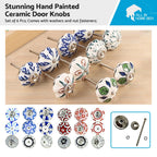 Set of 6 Vintage Ceramic Cupboard Door Knobs Drawer Pull Handles