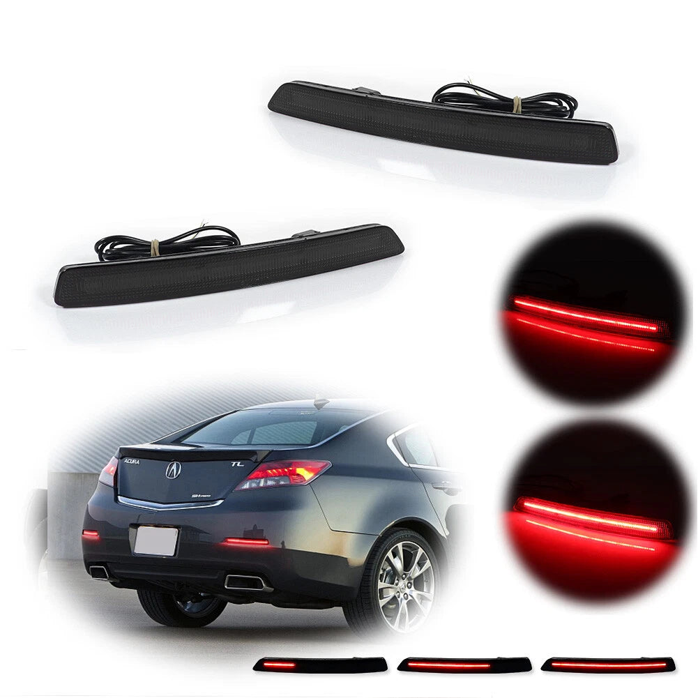 Smoked Sequential LED Turn Signal Brake Rear Fog Lights for Acura TL (2012–2014)