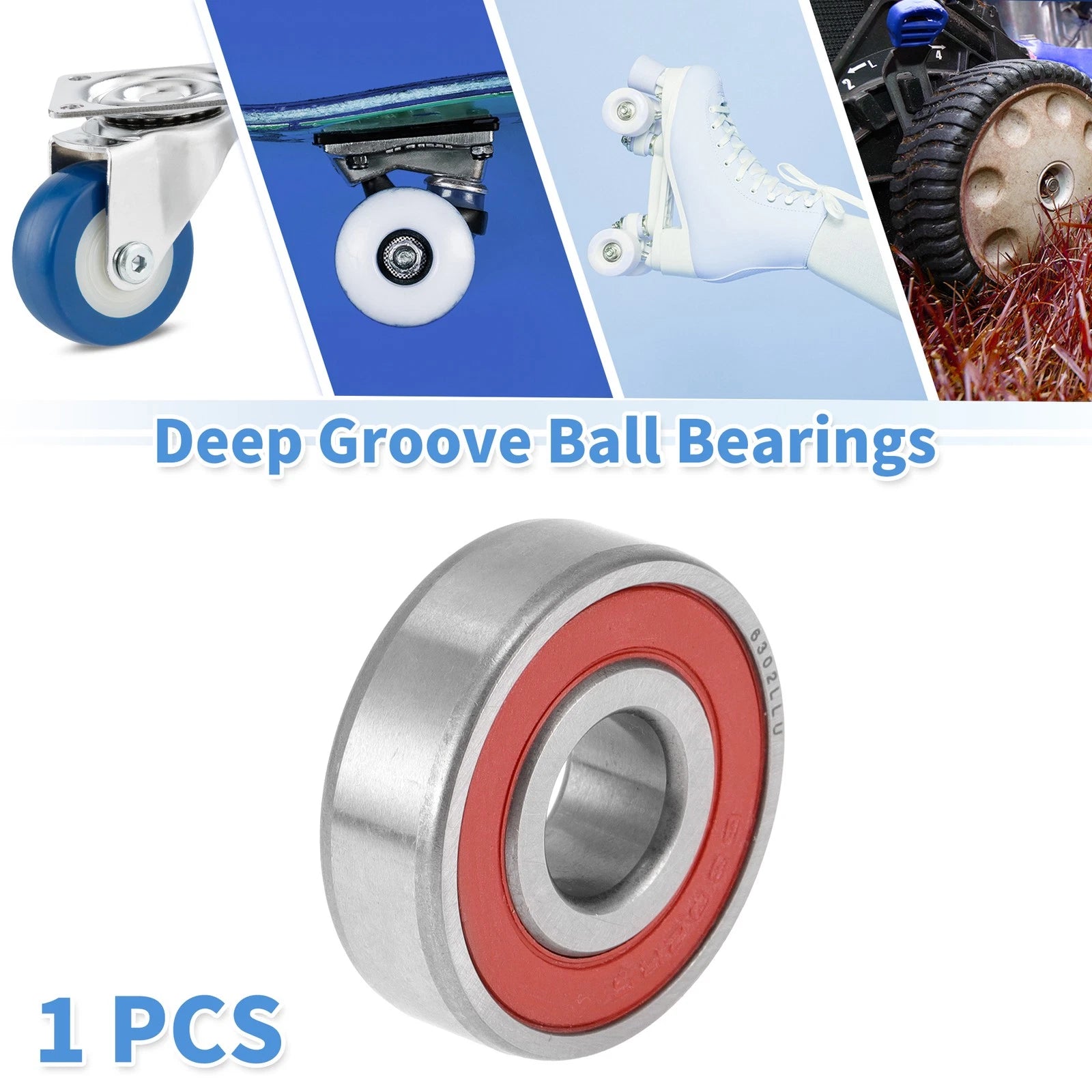 6302LLU Deep Groove Ball Bearing for Scooter Skateboard Wheel (15x42x13mm)