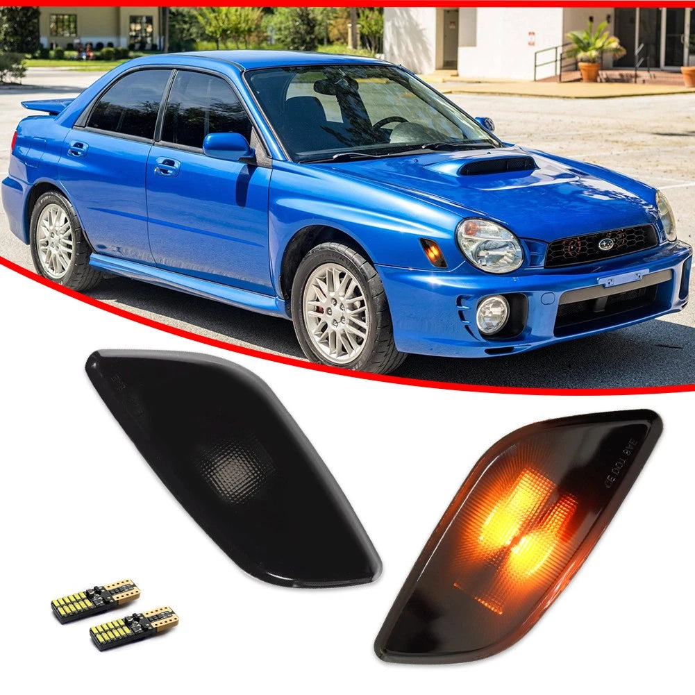 Smoked Amber LED Front Bumper Side Marker Lights for Subaru Impreza (2002–2003)