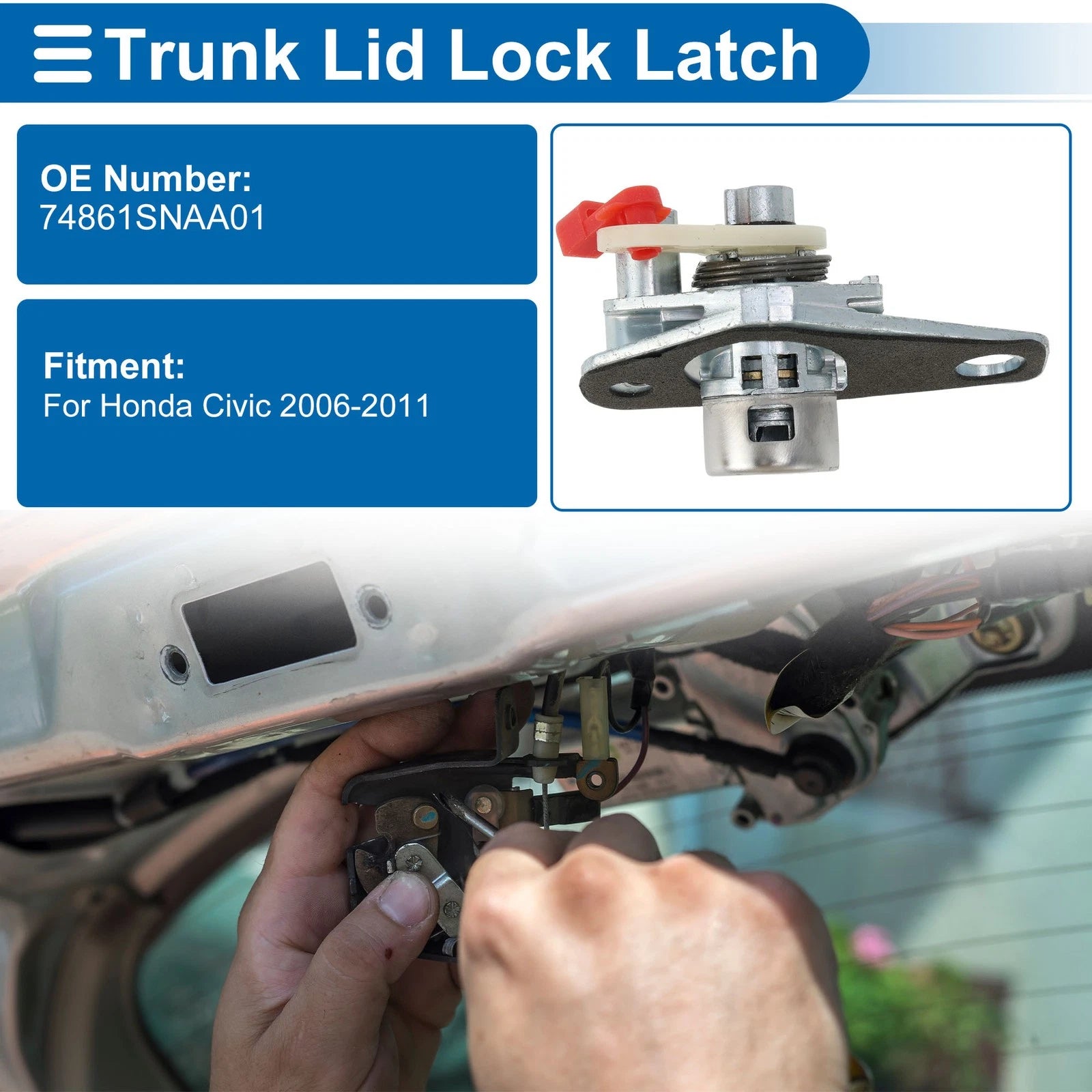 Trunk Lock Cylinder with 2 Keys for Honda Civic (2006–2011)