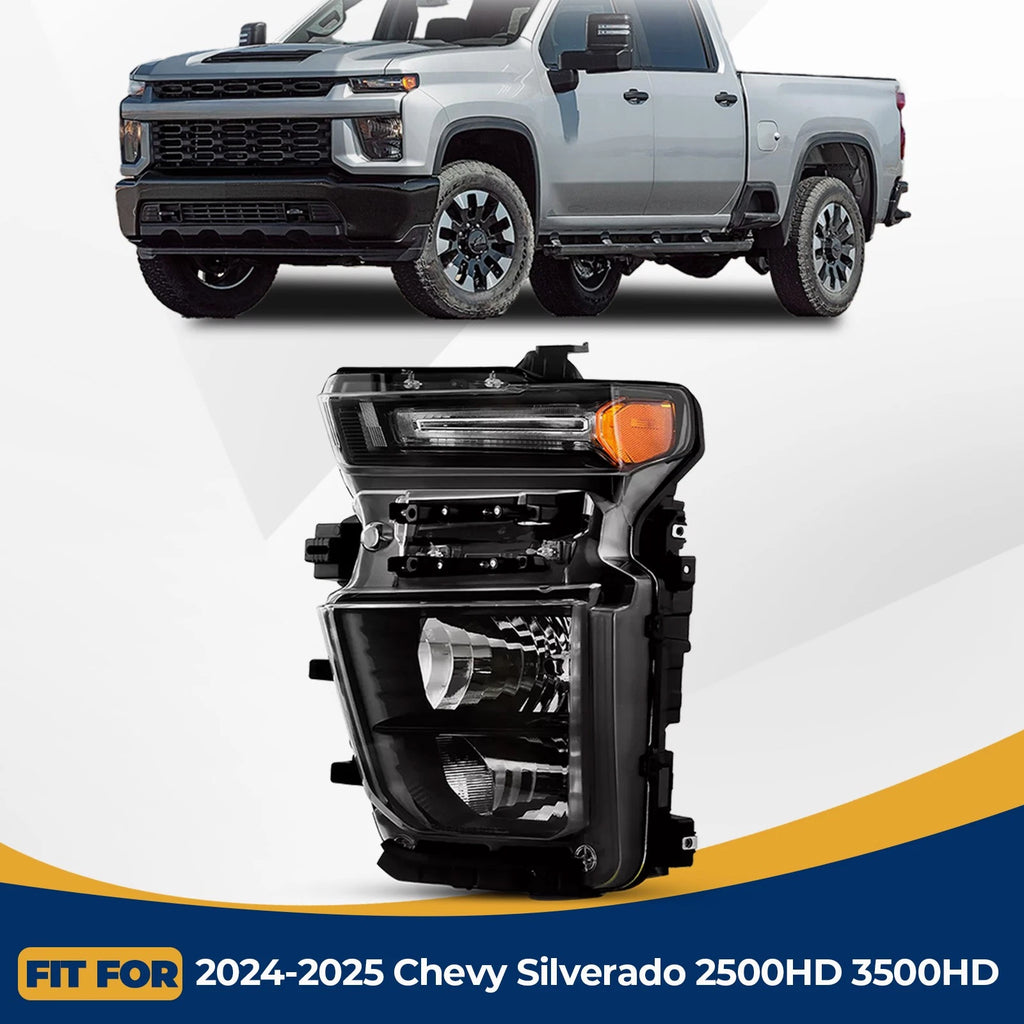 Halogen Headlight for Chevy Silverado 2500HD 3500HD (2024–2026) W/Bulb Left