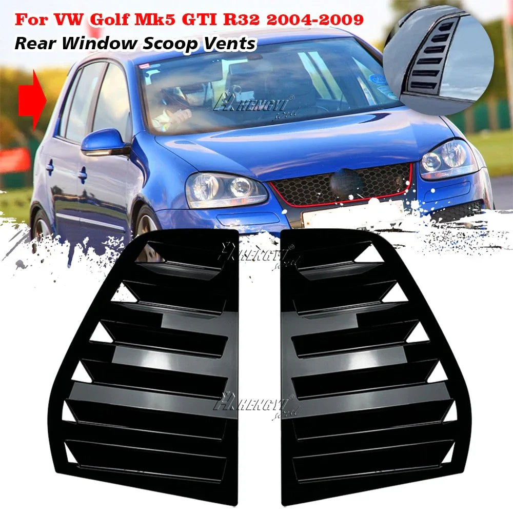 Gloss Black Side Rear Window Louver Shutter Cover Trim for Golf Mk5 (2004-2009)