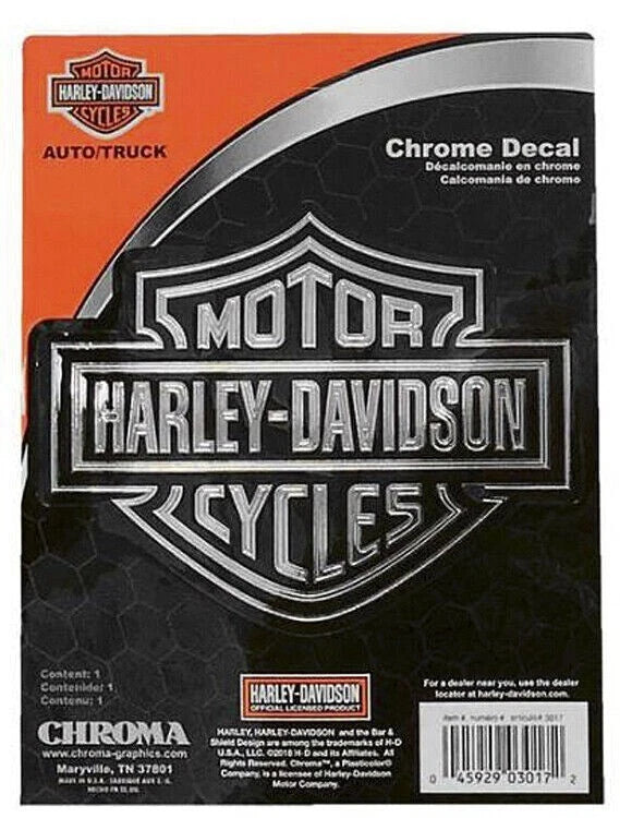Harley-Davidson Embossed Chrome Bar & Shield Vinyl Decal 3017