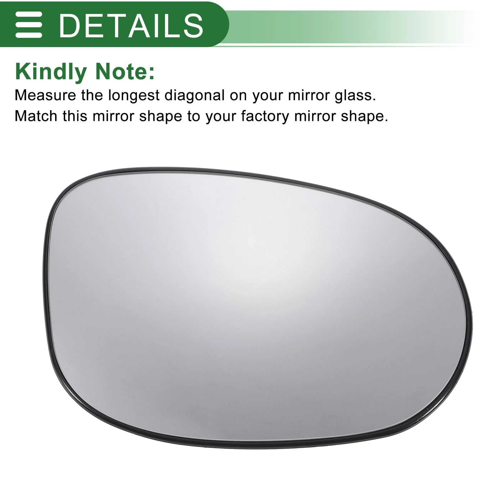 Right Side White Convex Mirror Glass for Ford Ka (2008–2017)