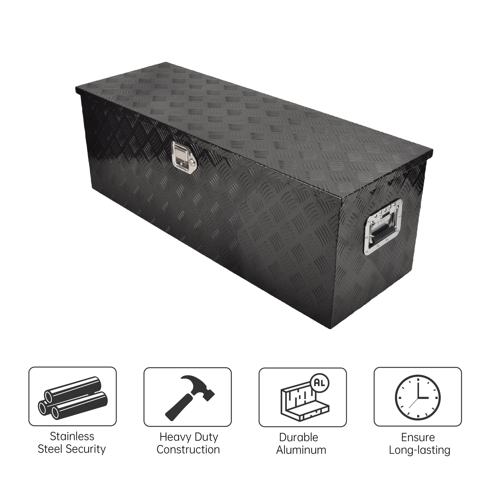 Tool Box for Pickup Truck (44"X15"X15") - Black Aluminum with Lock & Key