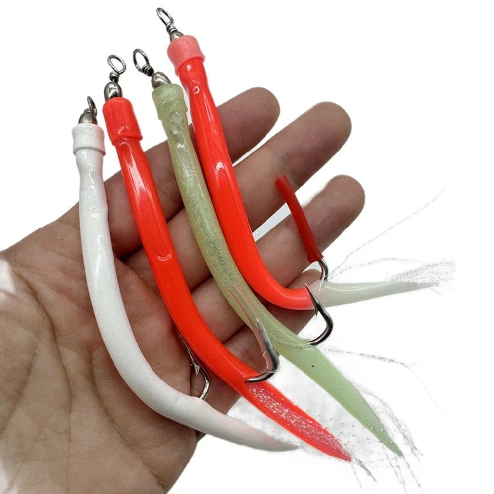 Stainless Steel Eel Hook Lure with Latex Tube for Saltwater Fishing