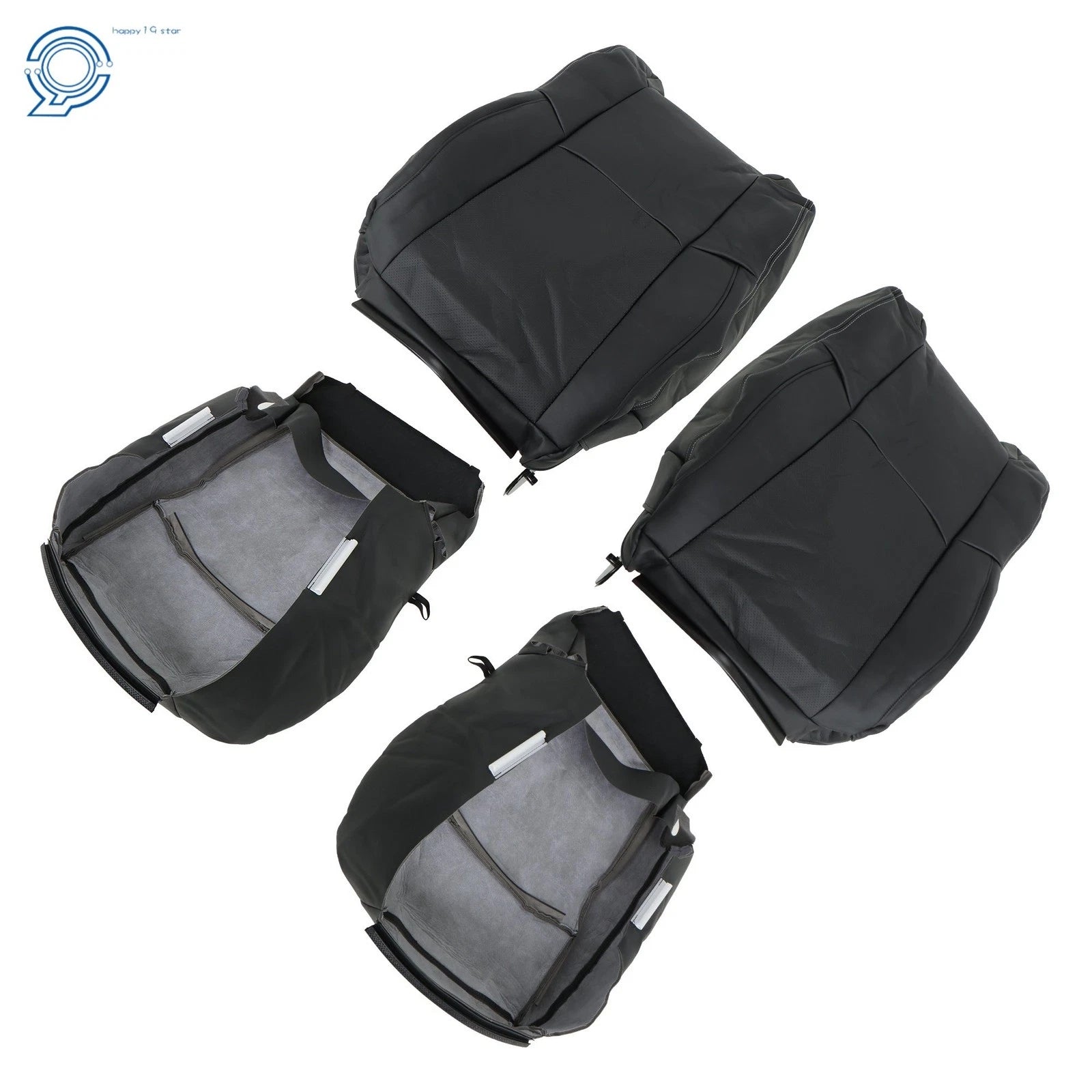 Set of 2 Black Leather Seat Covers for Ram 1500 (2013-2018)