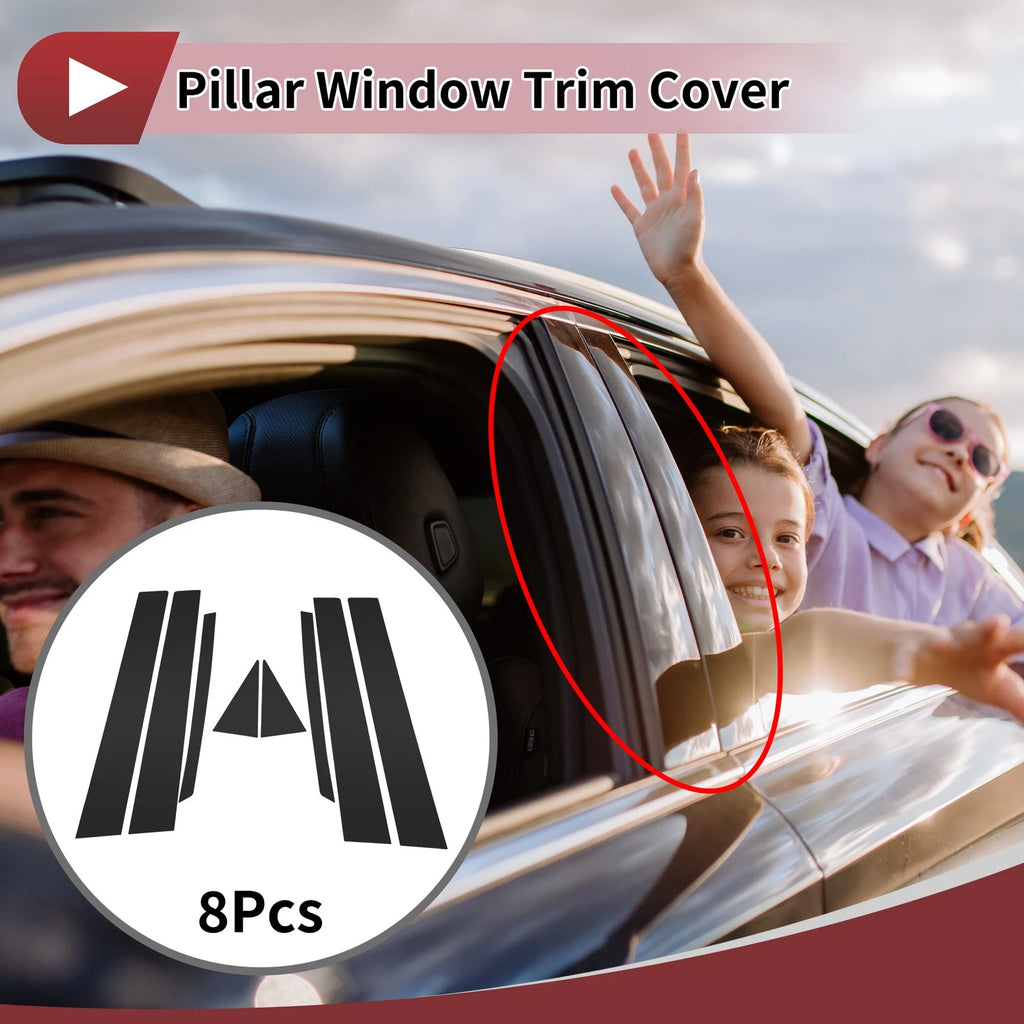 8 Pcs Door Pillar Window Trim for Nissan Altima (2002–2006) Black