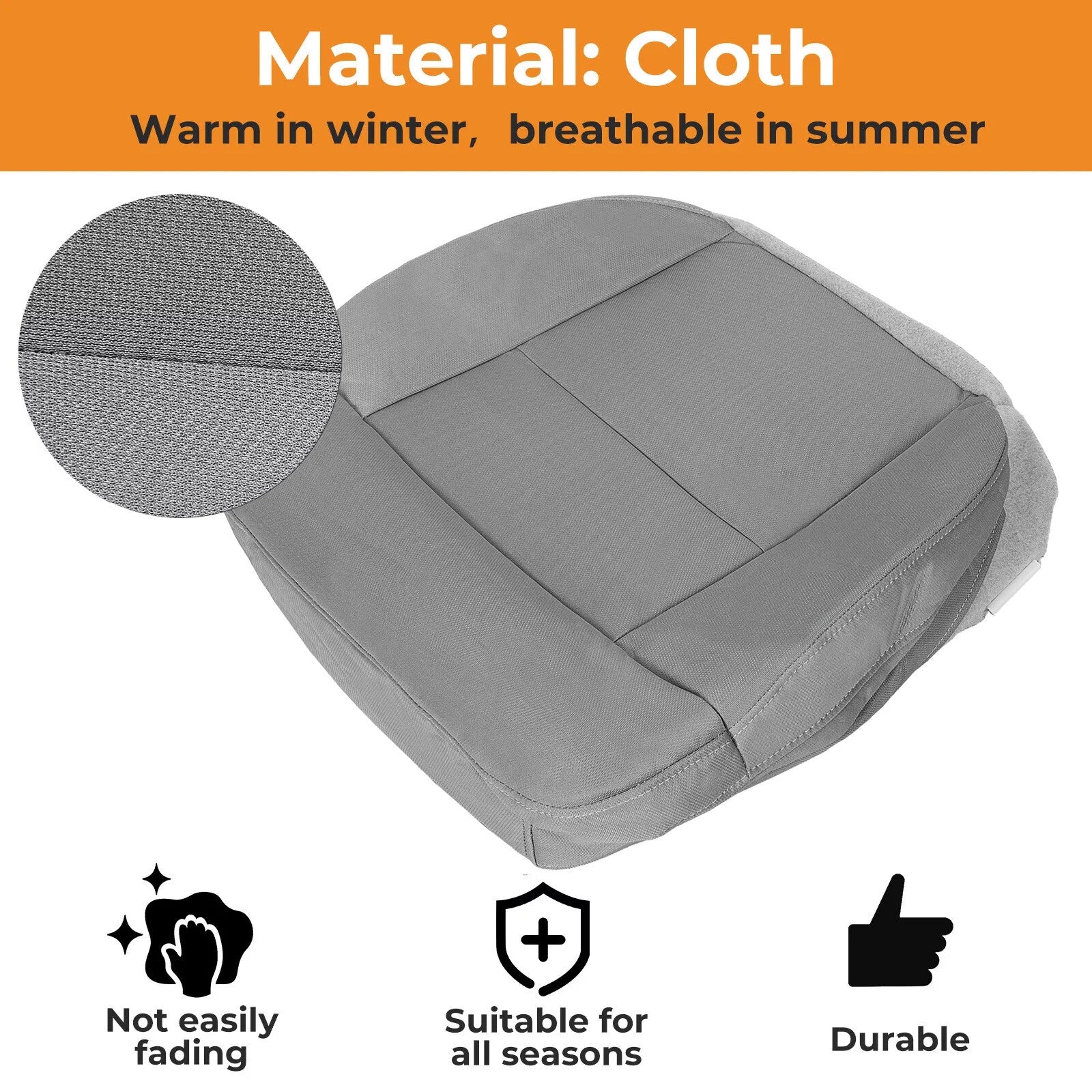 Driver Bottom Cloth Seat Cover for Ford F150 (2004–2008) Gray