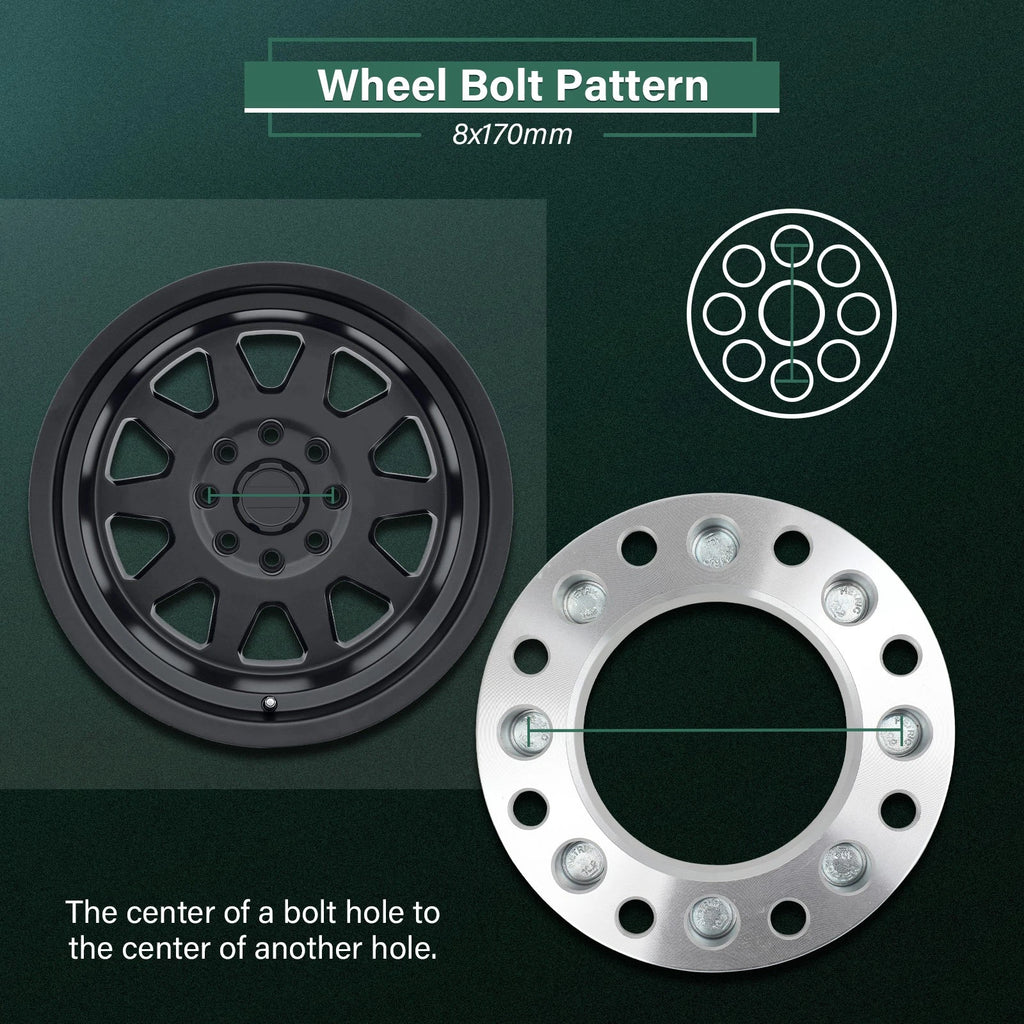 4X 2" Wheel Adapters 8x180 to 8x170 14x1.5 for Chevrolet Silverado 2500 3500 HD (2001–2023)