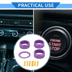 Set of 4 AC Engine Start Switch Knob Cover Ring for Honda Civic (2022–2024) Purple