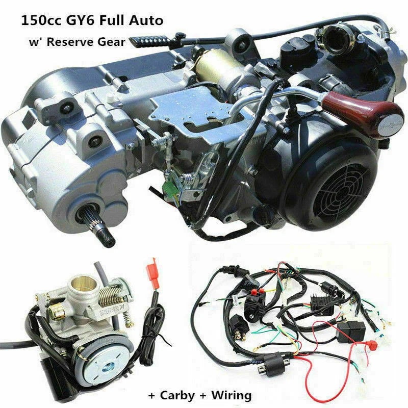 150CC GY6 Reverse Gear Engine + Electric Wire Loom + Carburetor