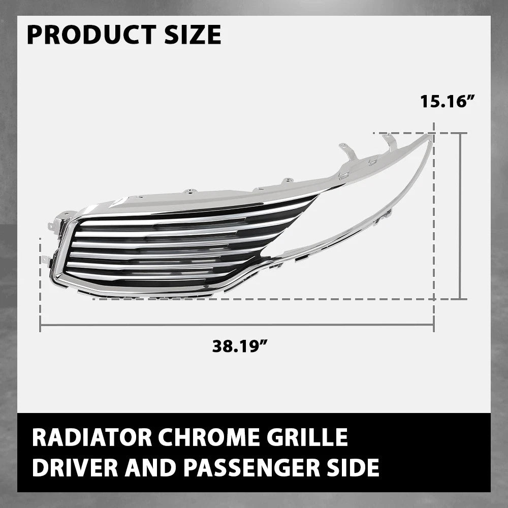 Set of 2 Front Upper Grilles for Lincoln MKZ (2013–2016)