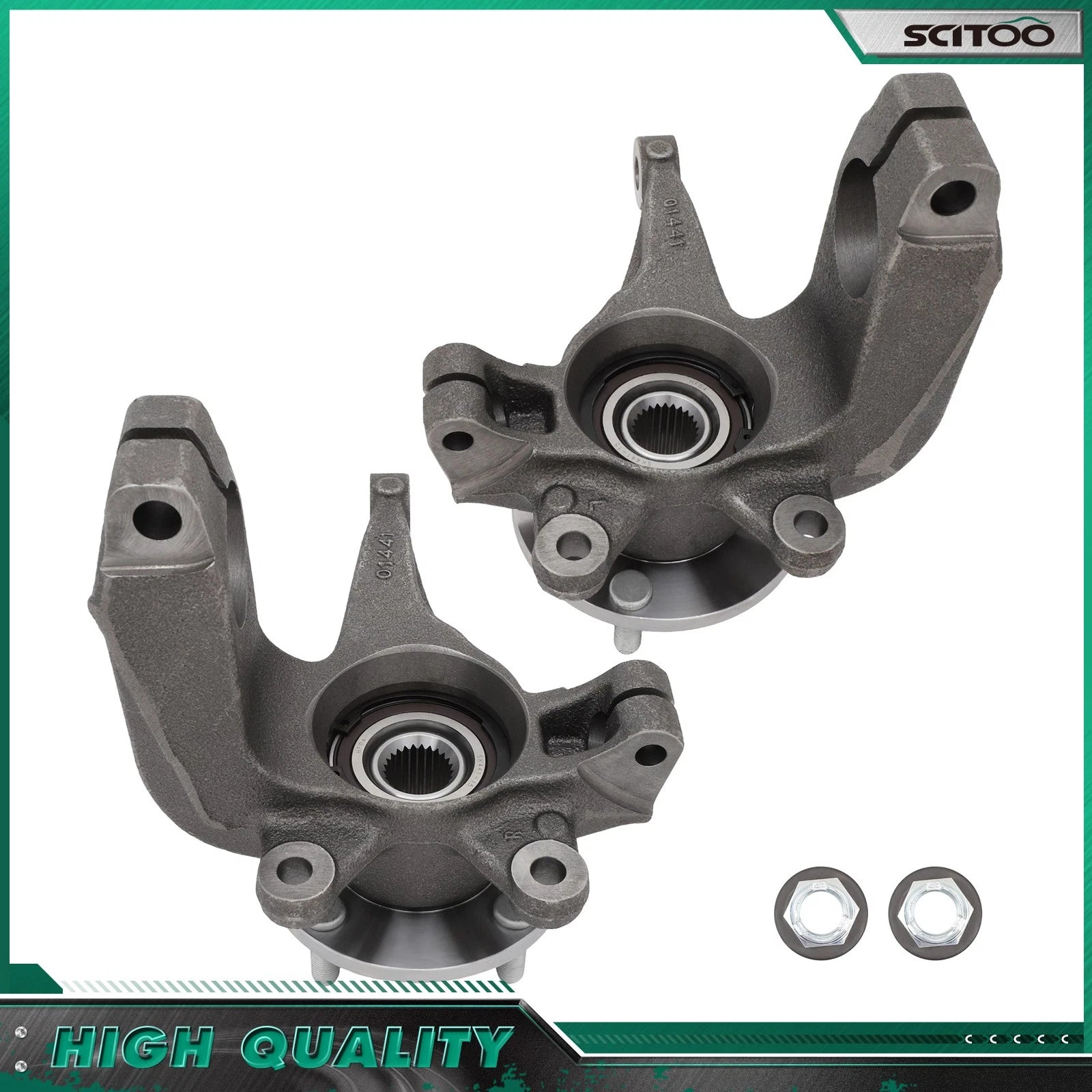 2X Front Wheel Hub Bearing Knuckle Assembly for Ford Focus (2006–2011)