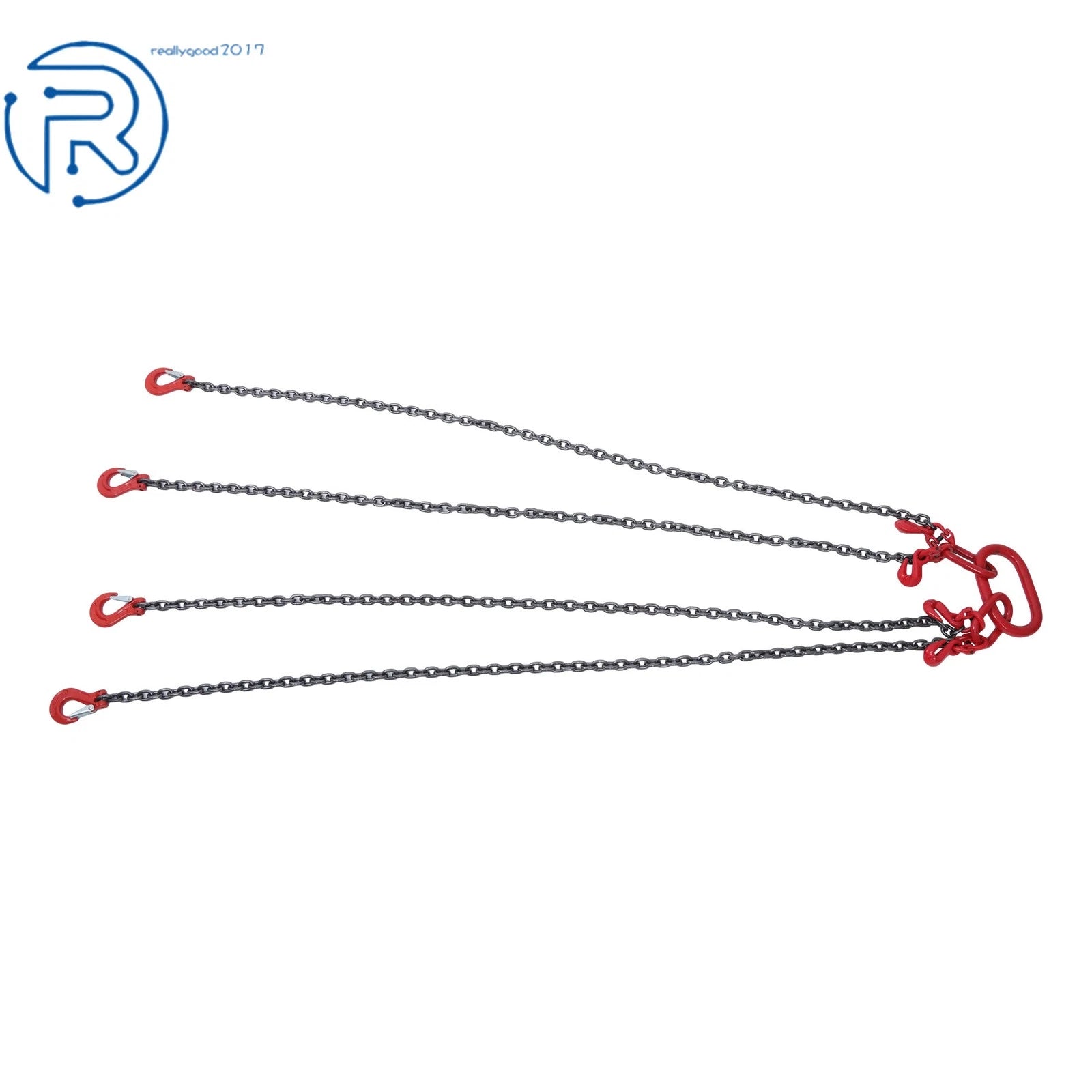 4 Leg Lifting Chain Sling 1/4in × 5ft w/ Grab Hook 6600lbs Capacity G80