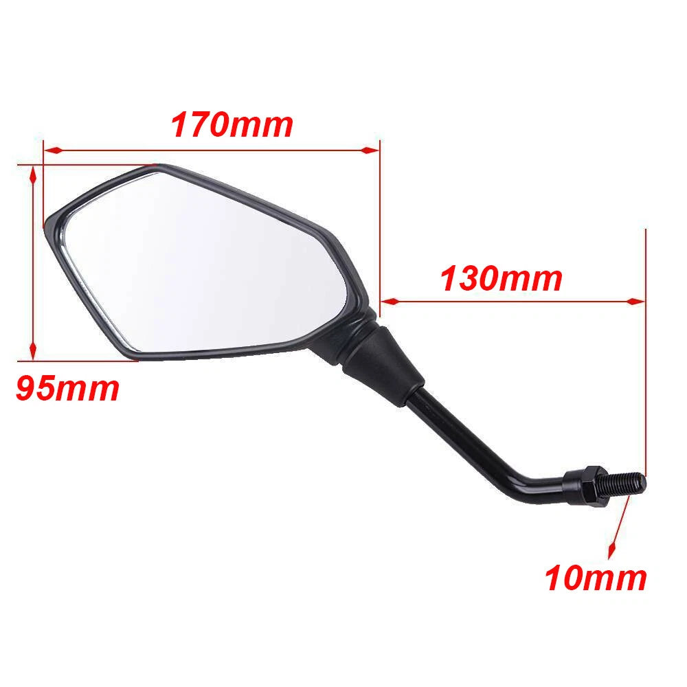 Set of 2 Motorcycle Rearview Mirrors 10mm for Honda XR650L XR250L XR350R
