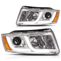 LED DRL Bar Projector Headlights for Jeep Grand Cherokee (2014–2016) Chrome Amber