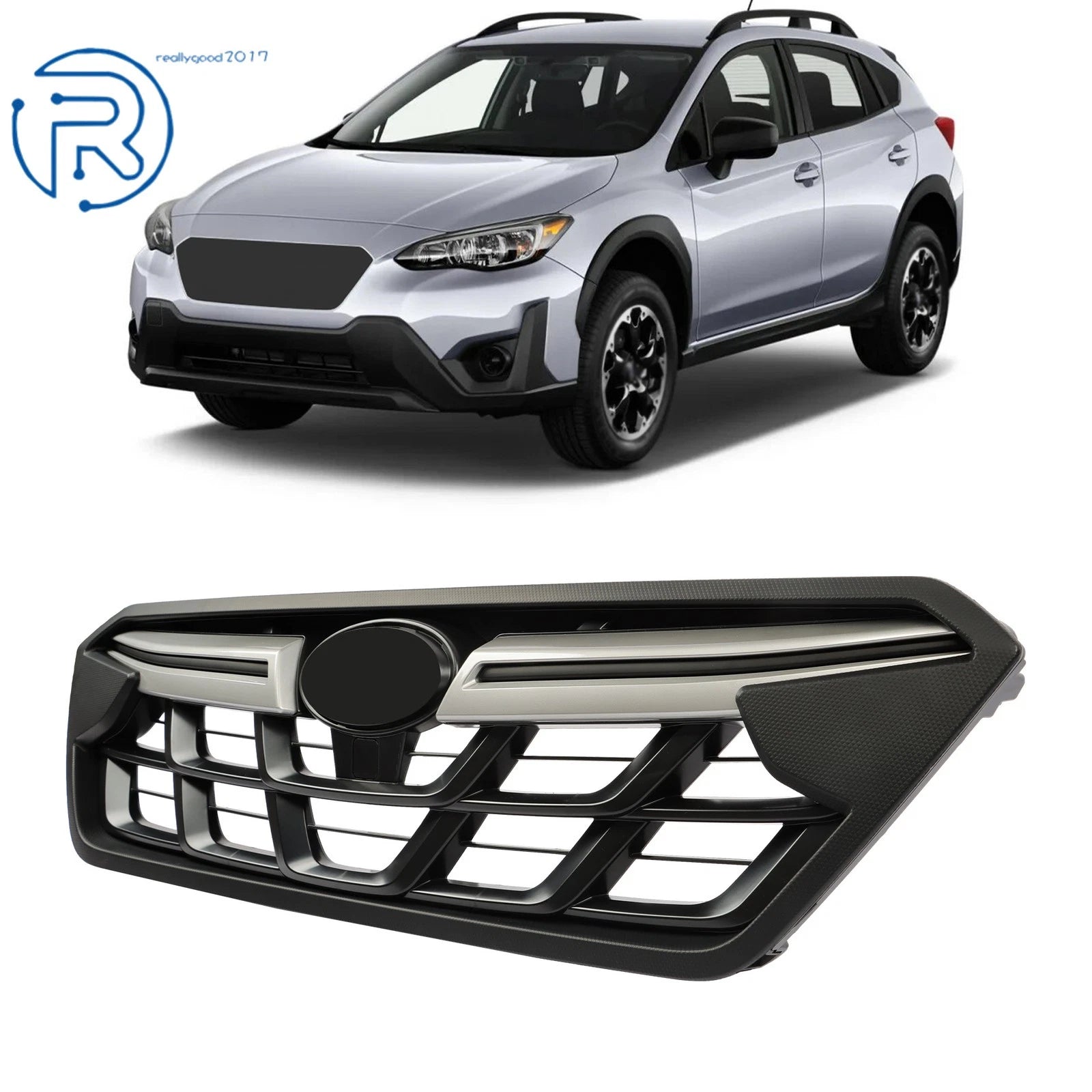Upper Grille for Subaru Crosstrek (2021–2023) Silver Matte Black
