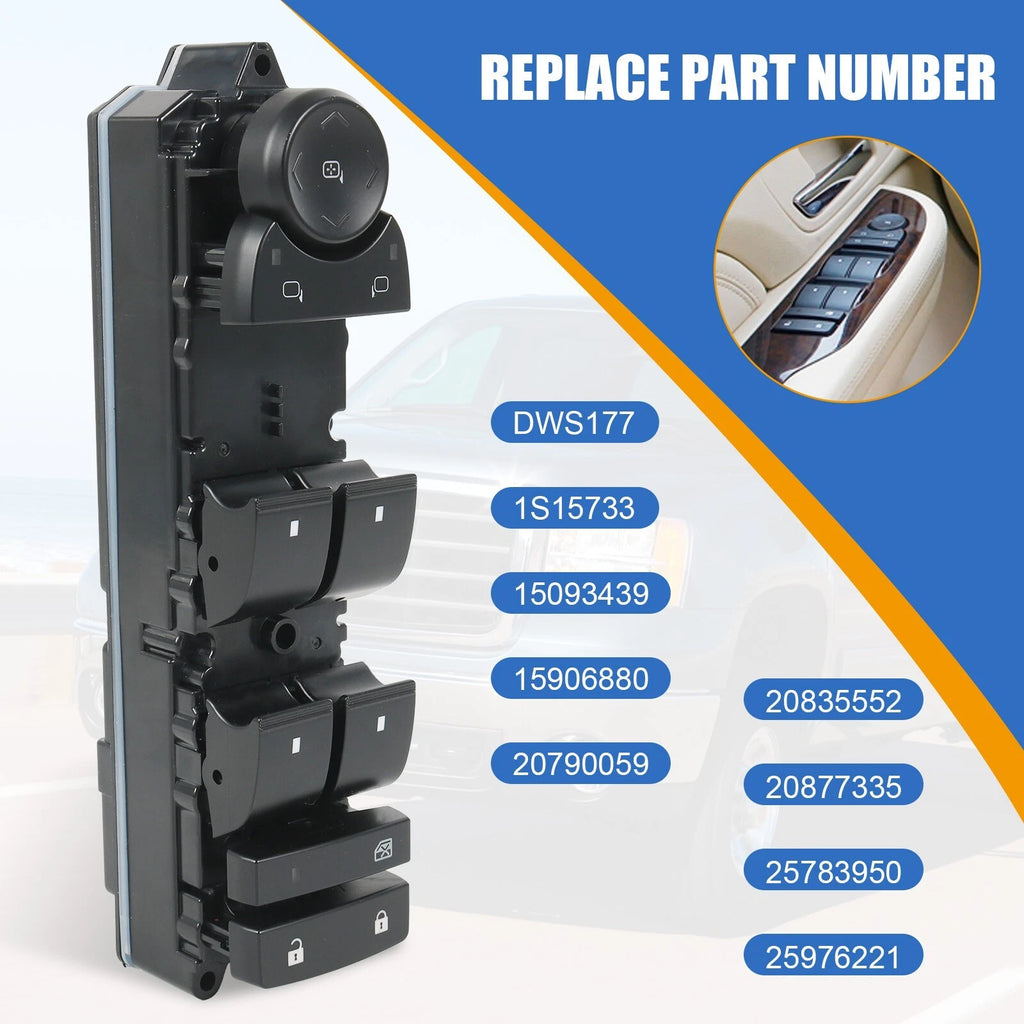 Front Left Power Window Switch for Chevy Silverado 1500 GMC Yukon (2007-2014)
