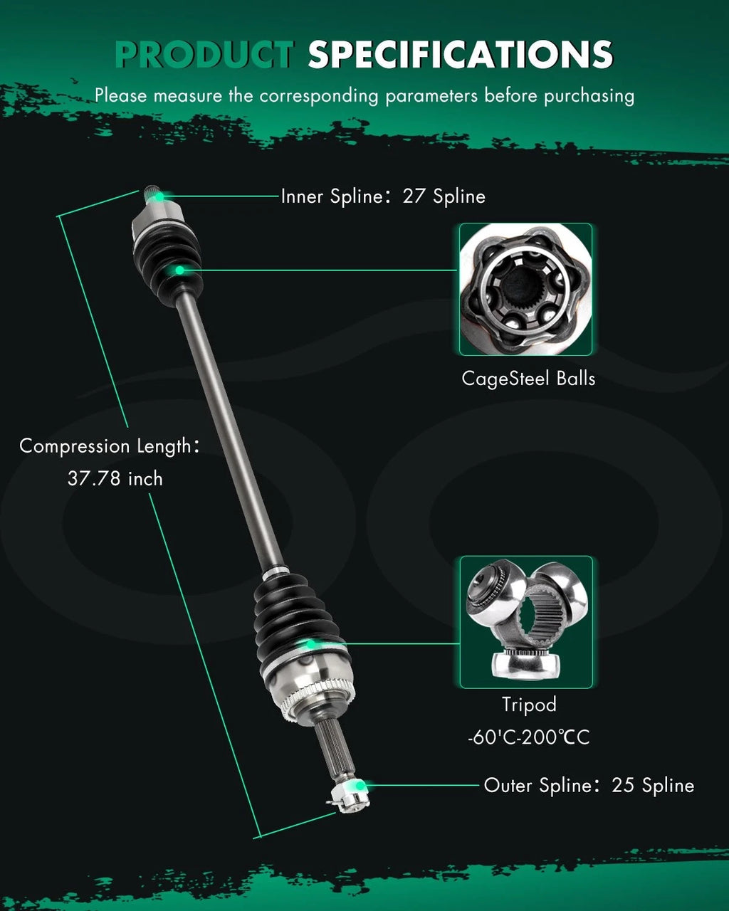 Front Right CV Axle for Chrysler Sebring Dodge Stratus Mitsubishi Eclipse (2001–2006)