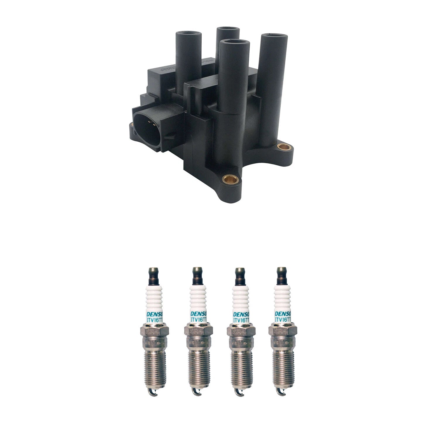 Set of 4 Hitachi Ignition Coils & Denso Iridium Spark Plugs for Contour Escape (1995–2002)